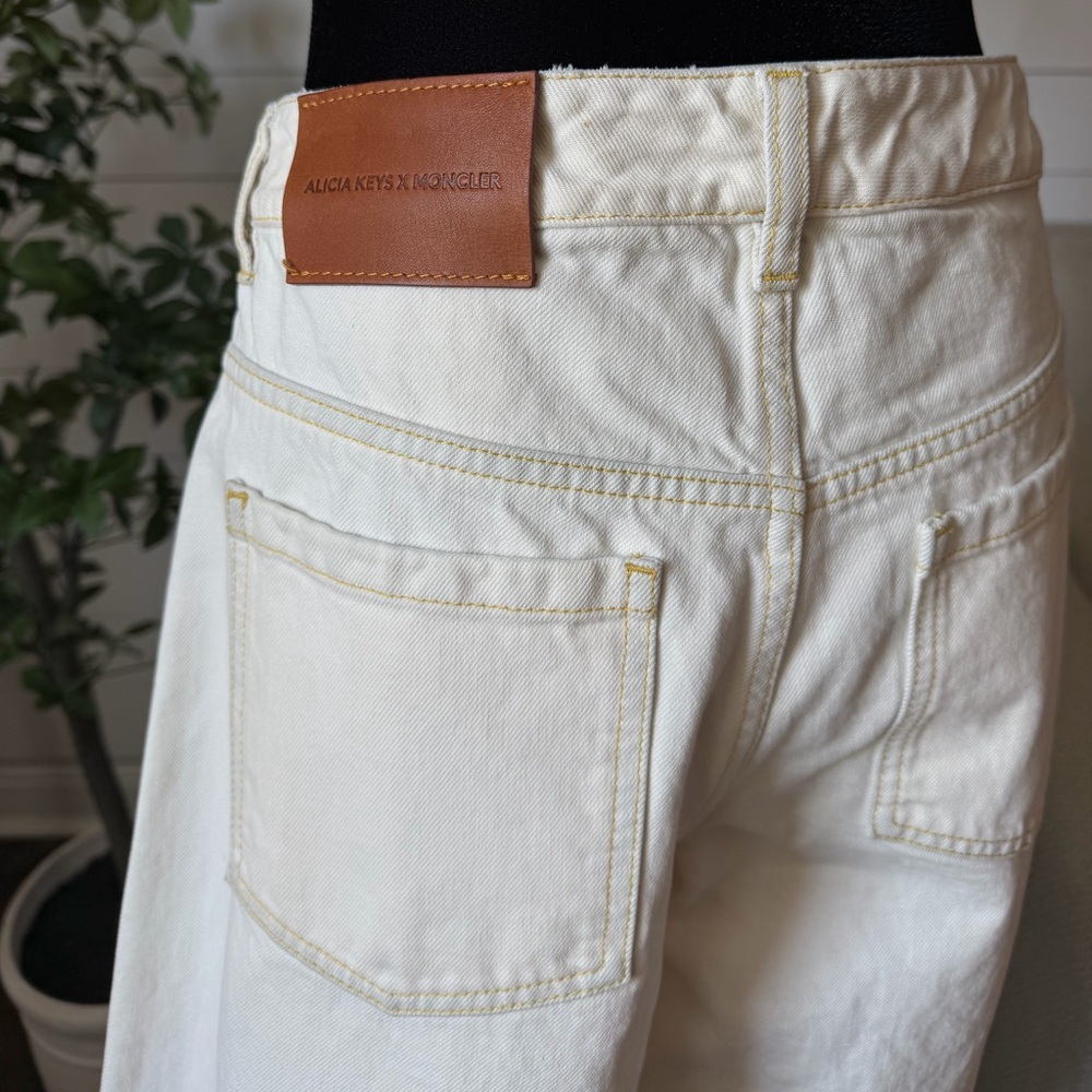 Alicia Keys x Moncler Cream Jeans with Brown Label